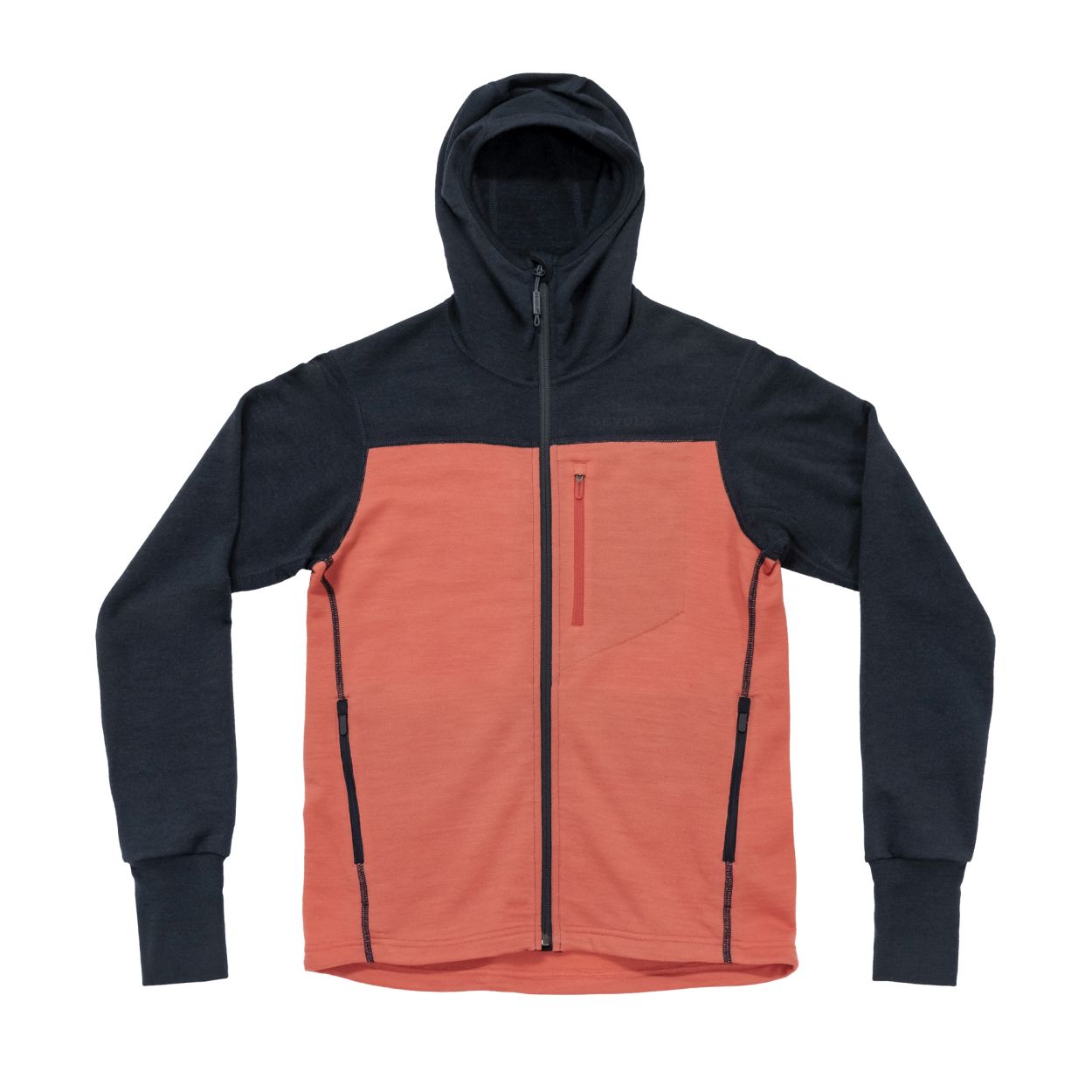 Explorer Merino Hooded Jkt Wmn, ink/coral