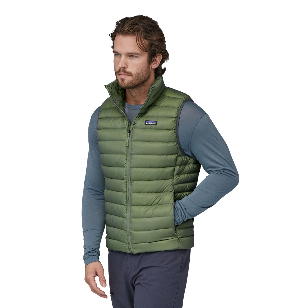 M's Down Sweater Vest, sedge green