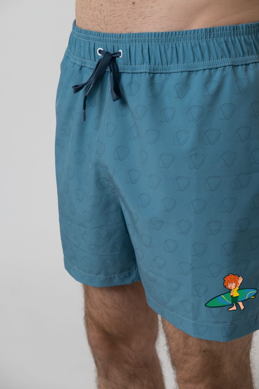 Badehose "Pumuckl surft", graublau