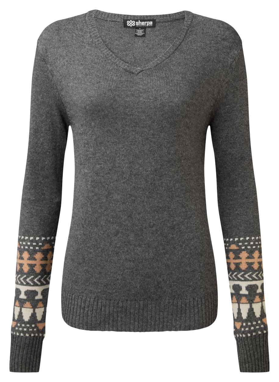 Maya V-Neck Sweater, kharani grey