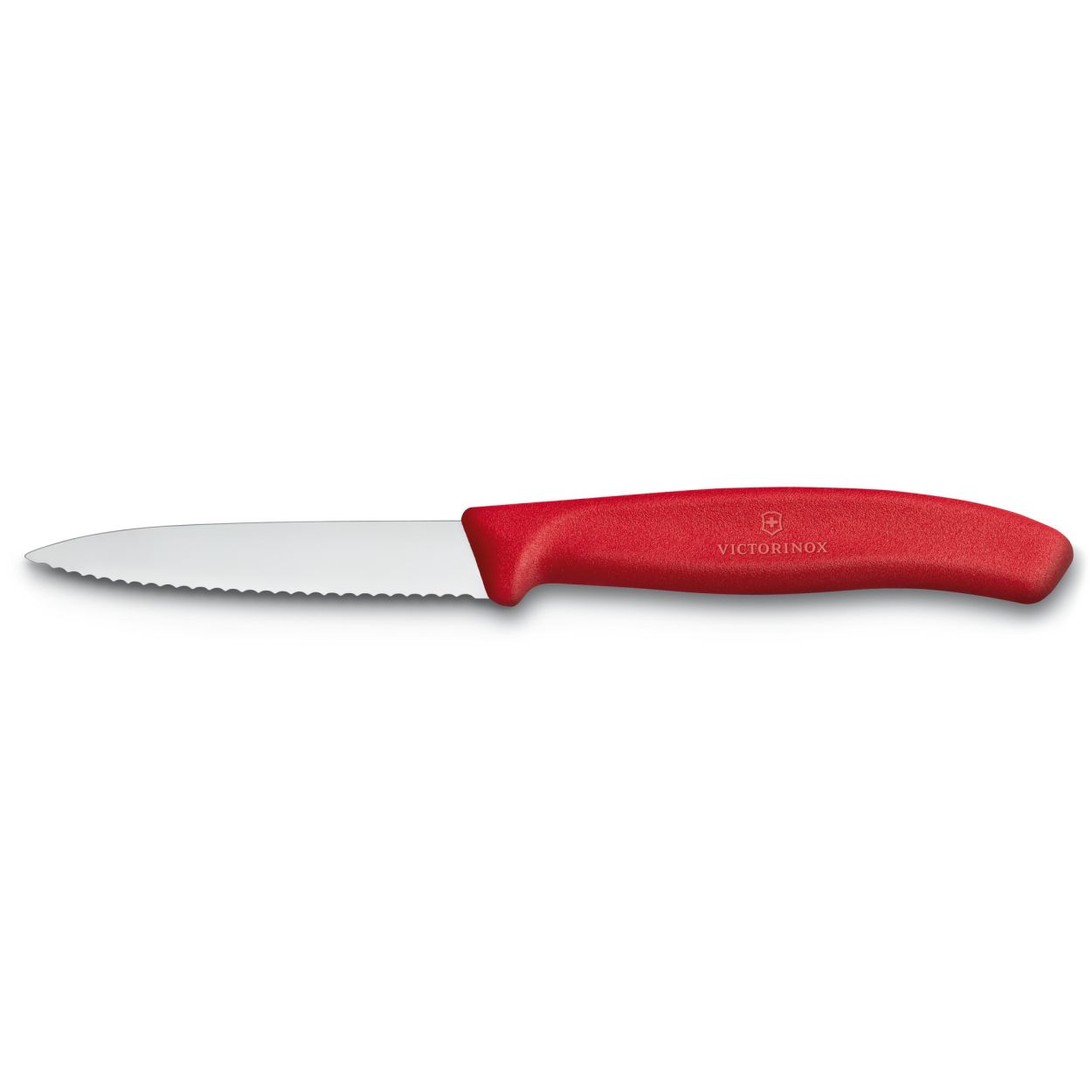 Gemüsemesser SwissClassic, Wellenschliff, 8cm, rot