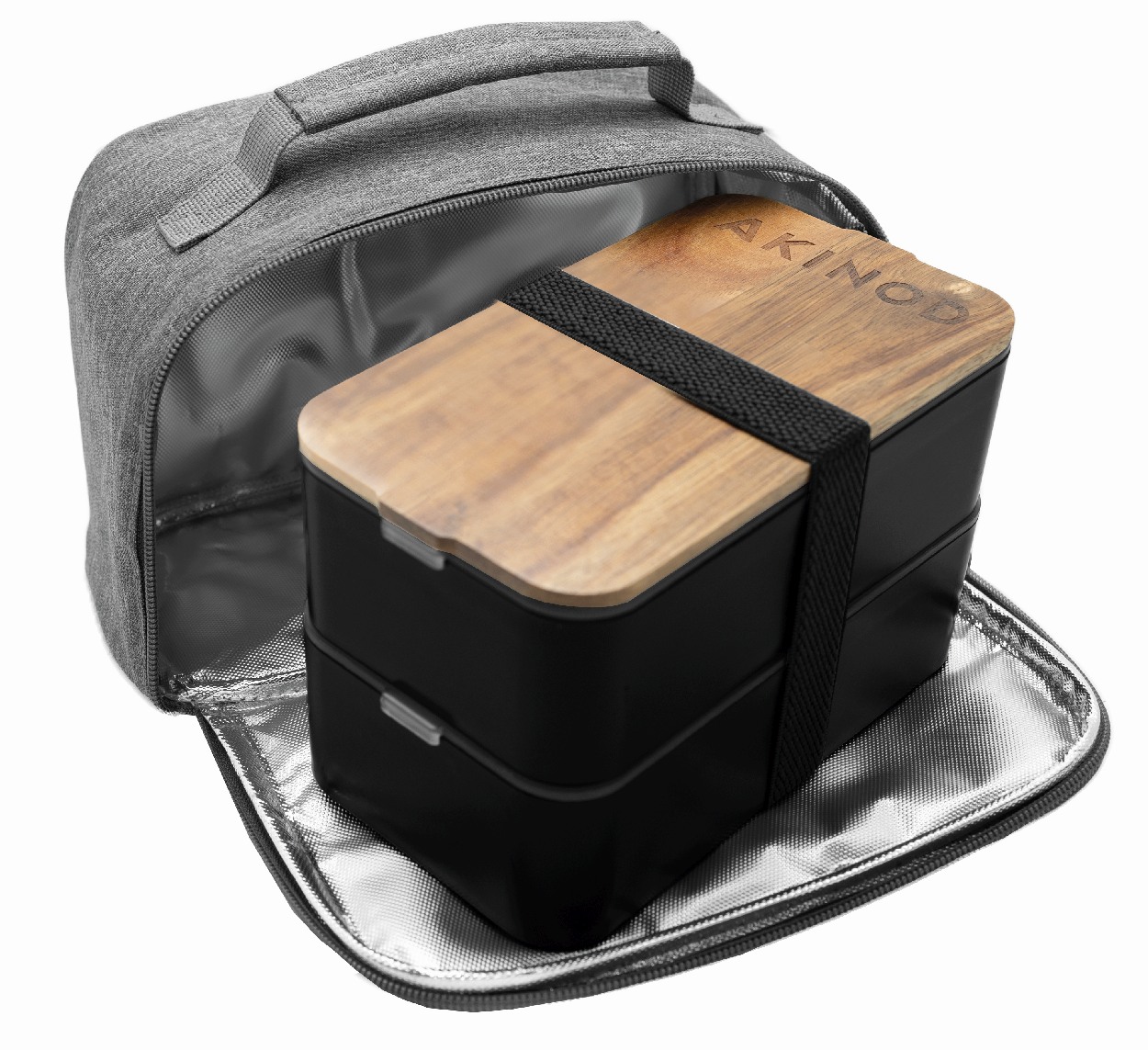 Bento + Lunchbag 11h58, schwarz/grau