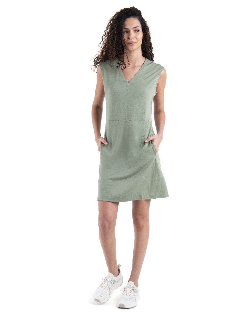 Womens Granary Sleeveless V Neck Dress,