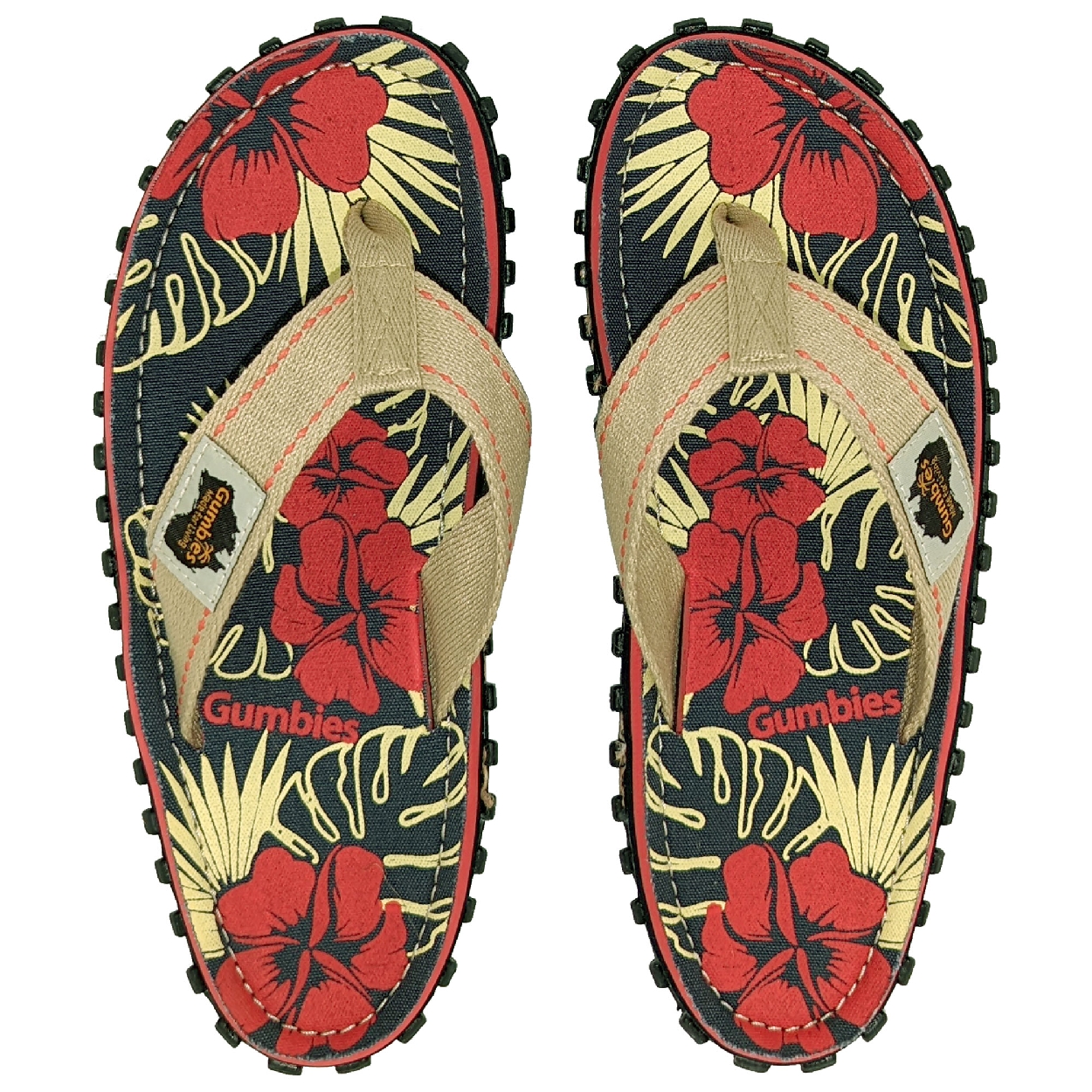 Gumbies Australian Shoes, denim hibiscus