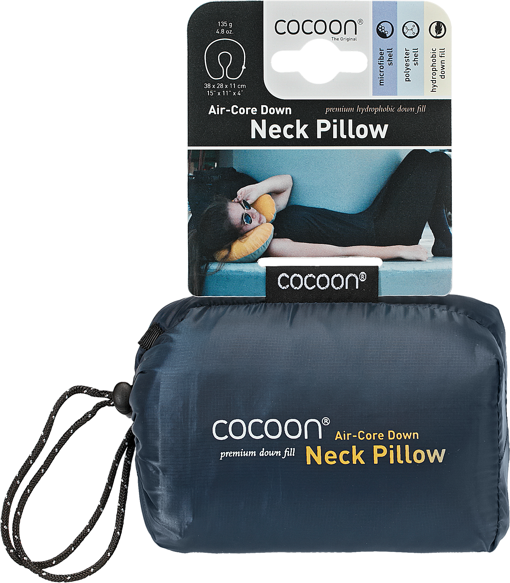 Air-Core Down Travel Pillow, dark indigo/grey
