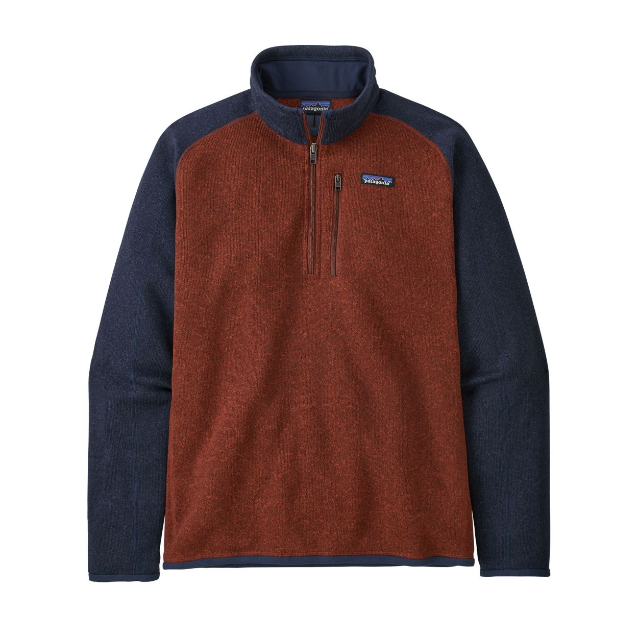M's Better Sweater 1/4 Zip, barn red w/new navy
