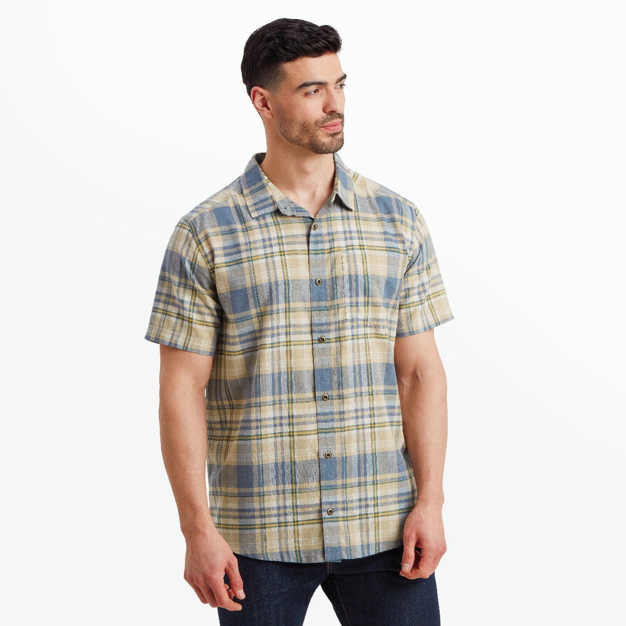 Hosh Plaid SS Shirt, Bardiya Sand