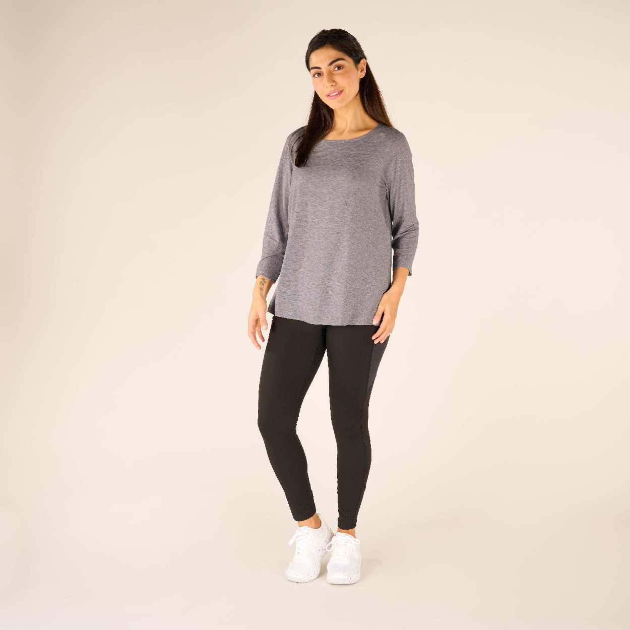 ASHA 3/4 SLEEVE TOP, Kharani Grey