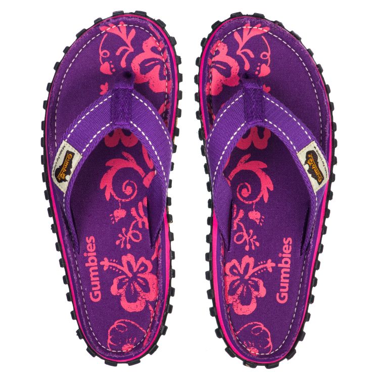 Gumbies Australian Shoes, purple hibiscus