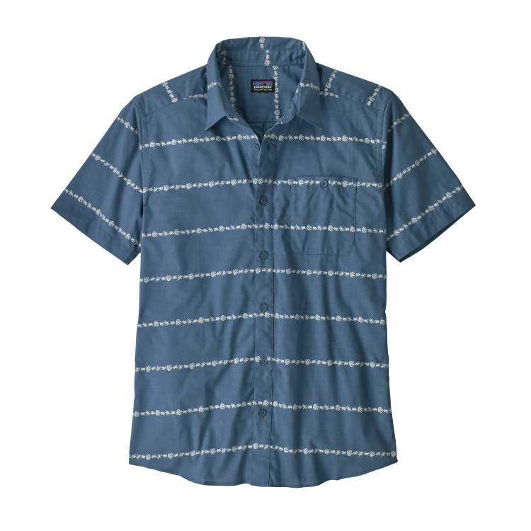 M's Go To Shirt, hemp stripe: pigeon blue