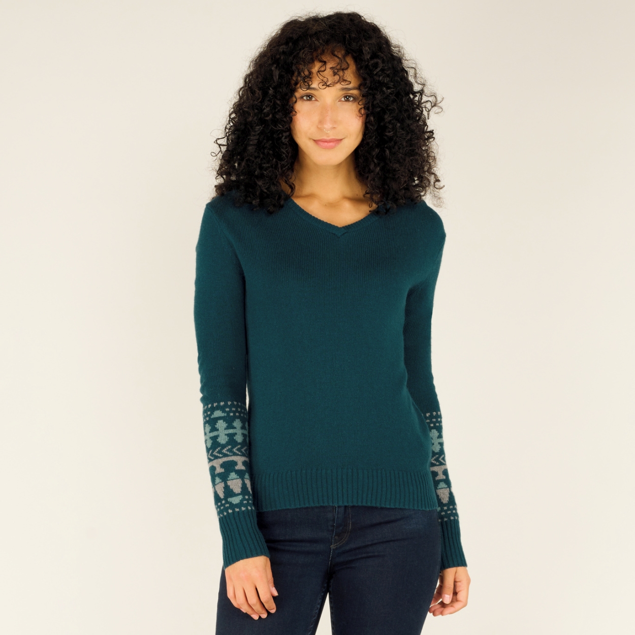 Maya V-Neck Sweater, verdigris